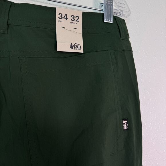 REI Trail Made Pants Mens 34 x 32 Hiking Trail Pant Outdoor UPF 50 NEW Green - Picture 9 of 14